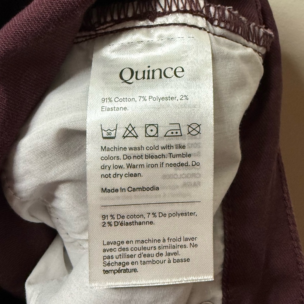 QUINCE Bella Wide Leg Stretch Jeans 28” Inseam in Wine Tasting - Picture 7 of 9